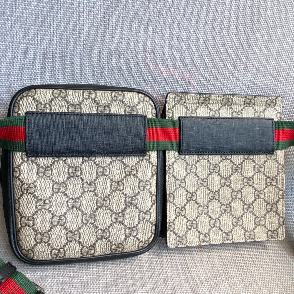 Gucci Black and Cream Belt Bag with Red and Green Strap - Picture 5 of 14